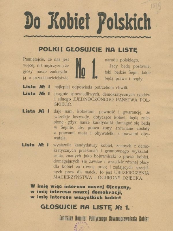 Ulotka skierowana do kobiet polskich