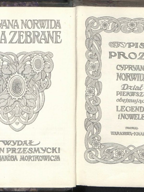 Okładka jednego z tomów "Pism zebranych" Norwida, wydawanych od 1911 roku
