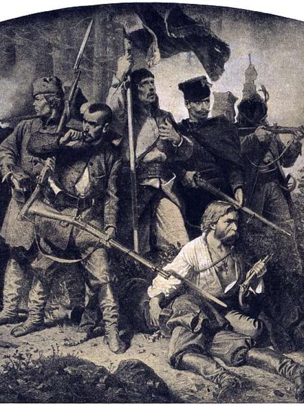 Bitwa, rysunek z cyklu Polonia 1863