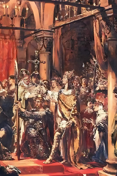 Ilustracja przedstawia koronację Bolesława Chrobrego
