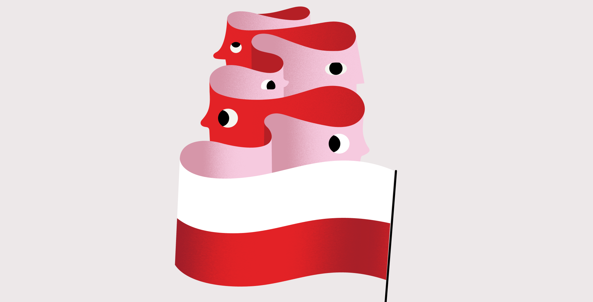 Grafika przedstawia flagę Polski na szarym tle