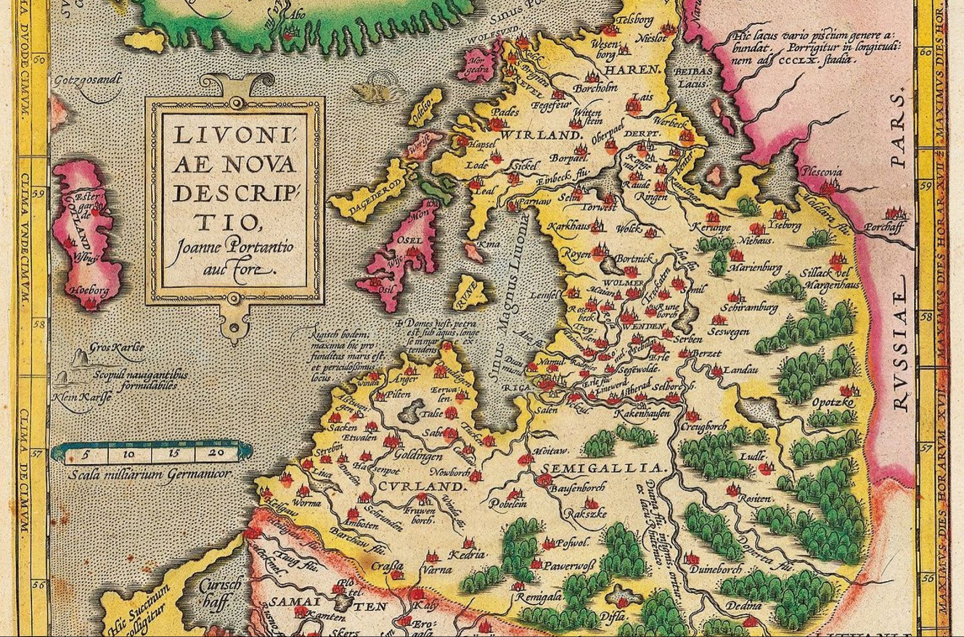 Kolorowa stara mapa Innflant.