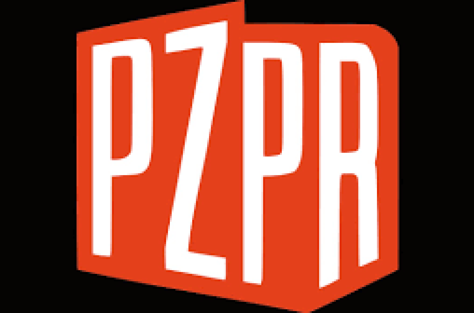 Białe litery PZPR na czerwonym tle, wpisane w kontur Polski.